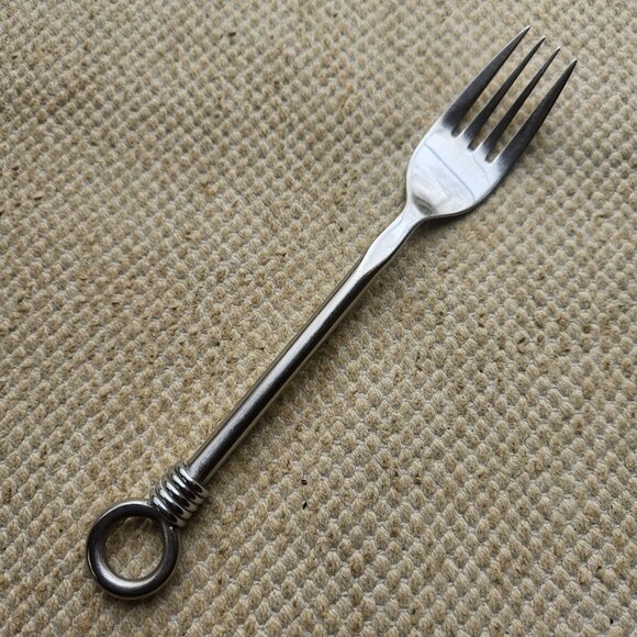 Set of 2 Gibson Cuomo Stainless Steel Flatware Dinner Forks Satin Ring Handle - Picture 3 of 5